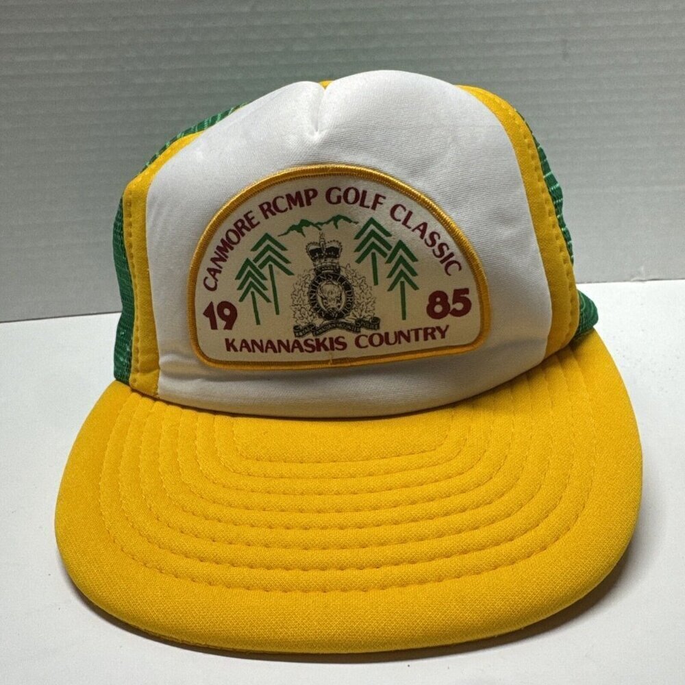 Vintage RCMP Canmore Golf Classic 1985 80s Trucker Hat Police Canada M/L